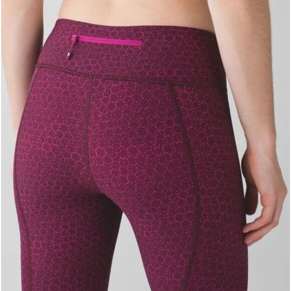 ~ Lululemon 4 Legging Tight Stuff Crop Pant Star Pixel Raspberry Bordeaux Drama - Picture 1 of 16